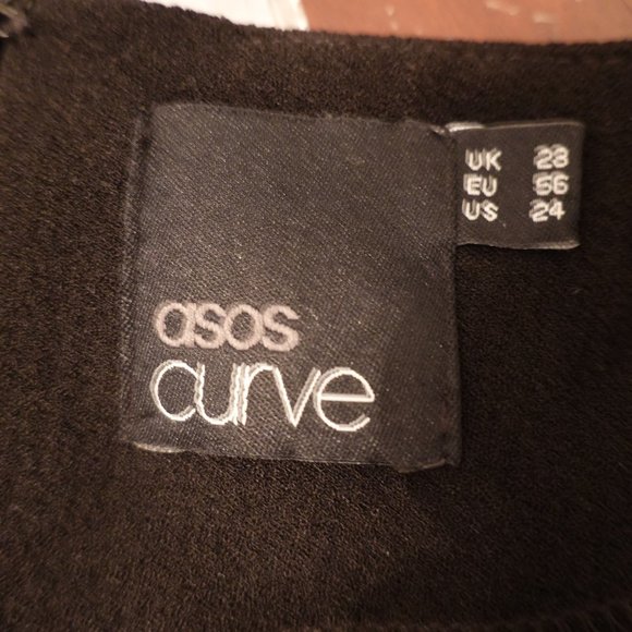 (NWOT) ASOS Curve Black/Cream 3/4 Sleeve Midi Shift Dress 24W - Picture 9 of 10